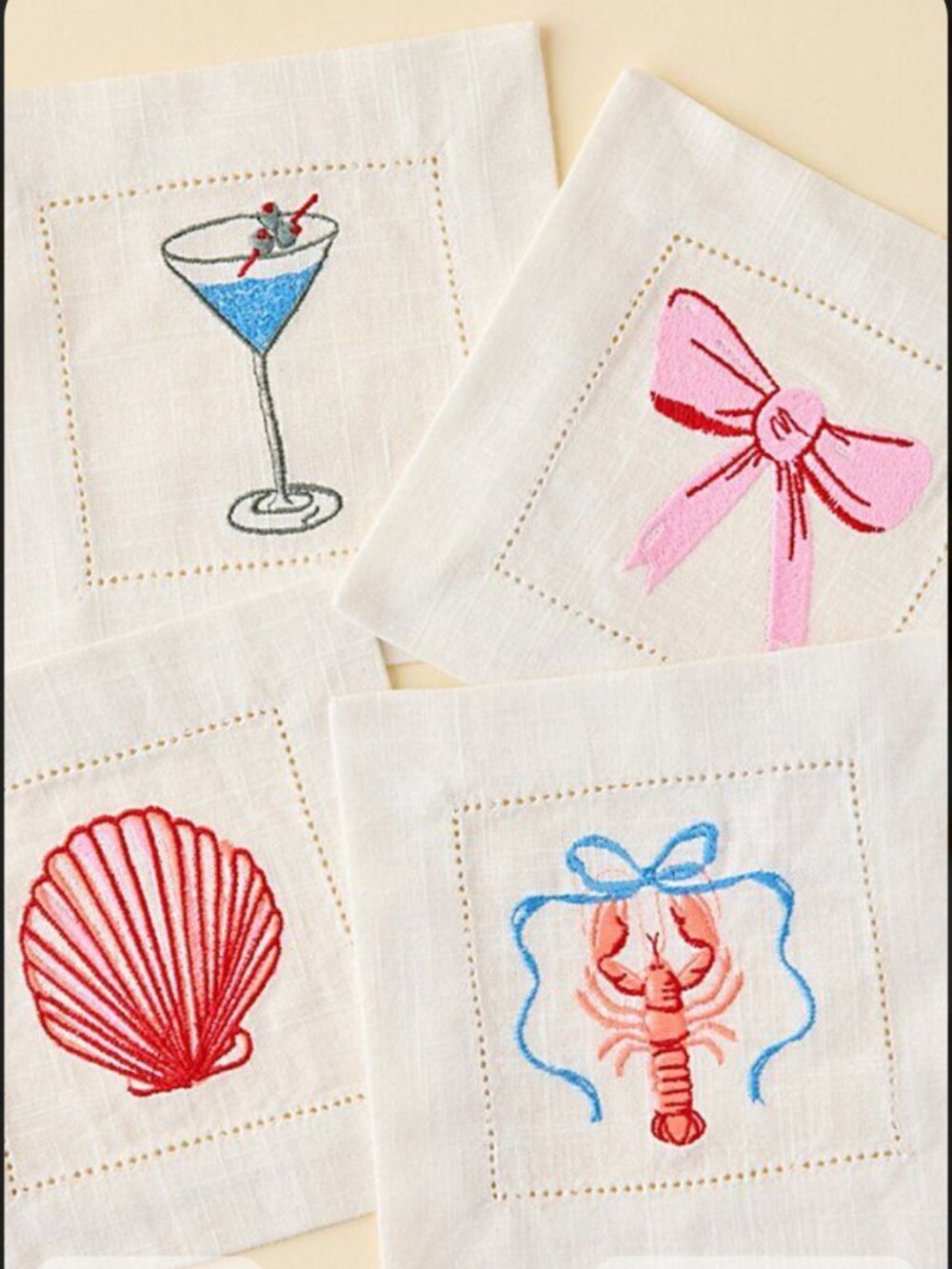 NWT Urban Outfitters Icon Embroidered Fabric Coaster Set